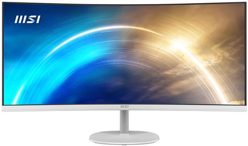 MSI PRO MP341CQW - LED-monitor - gebogen - 34" - 3440 x 1440 UWQHD @ 100 Hz - VA - 300 cd/m² - 3000:1 - 4 ms - 2xHDMI, DisplayPort - luidsprekers - wit