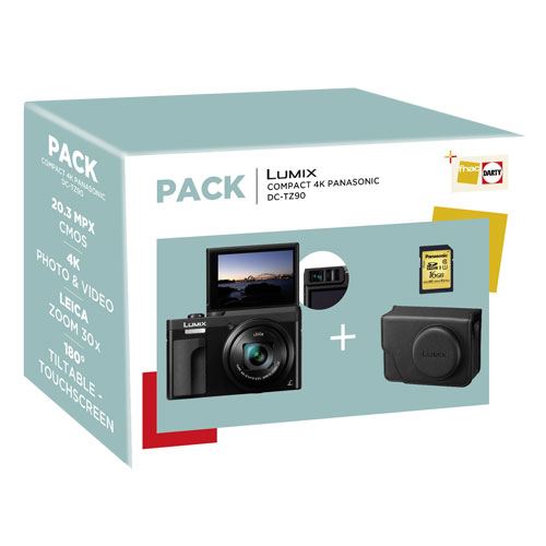 Pack Fnac Appareil photo compact Panasonic Lumix TZ90 Noir + Etui + SD 16 Go - État correct Panasonic sur Fnac