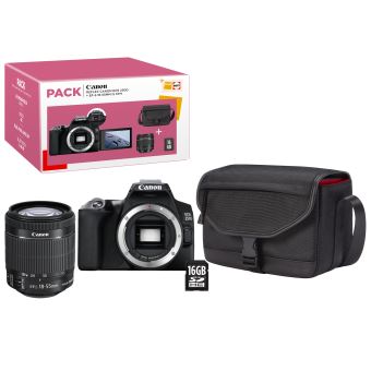 Pack Fnac Appareil photo Reflex Canon EOS 250D + Objectif EF-S 18-55 mm f/4-5.6 IS STM + Carte SD 16 Go + Sac d’épaule CB-SB130 Noir