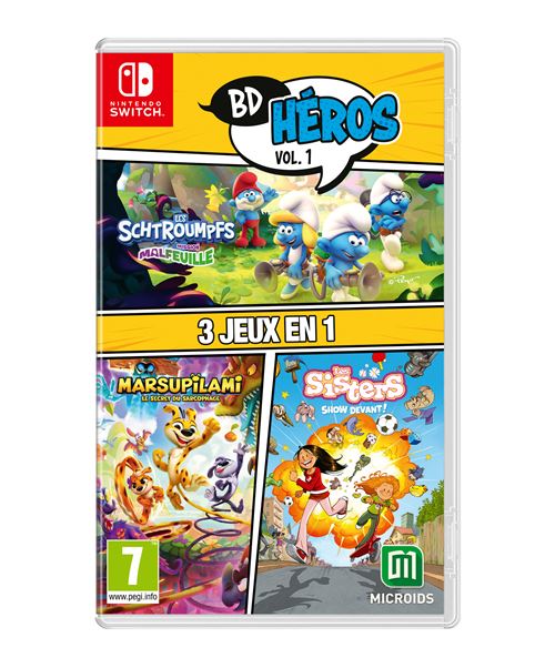 Pack Bd Heros Vol.1 : Les Schtroumpfs Mission Malfeuille Sisters 1 Marsupilami Jeu Nintendo Switch - vue 2