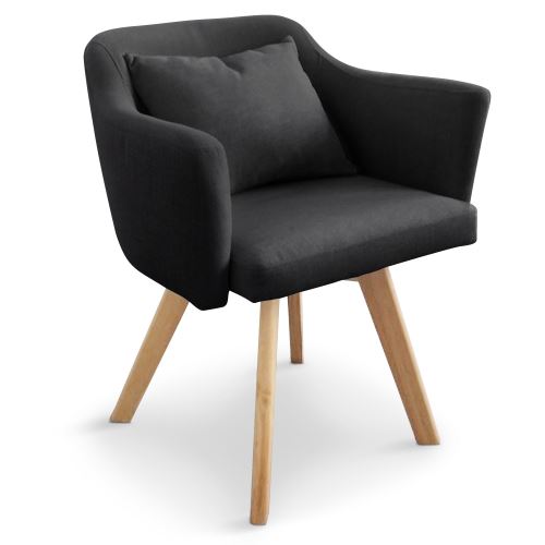 Paris Prix - Fauteuil Scandinave En Tissu delante 67cm Noir