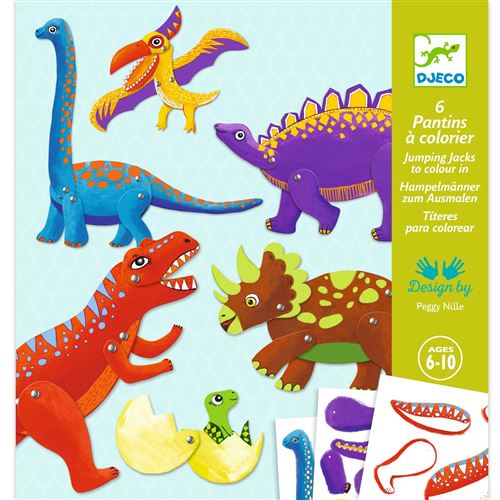 6 Pantins à colorier Dinosaures Djeco - vue 2