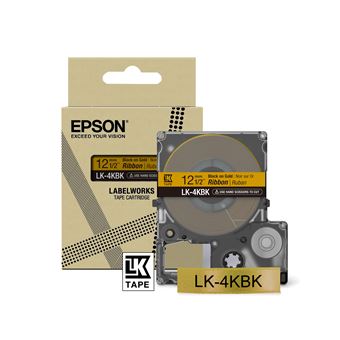 Cartouche d'encre Epson LK-4KBK pour LabelWorks LW-C410 et LW-C610 Noir sur Or