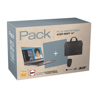 Pack Fnac PC Ultra Portable Acer Swift 3 SF314 54 35QH NX.GXJEF.009 14 Sacoche Mobilis Souris It Works PC Portable Achat prix fnac