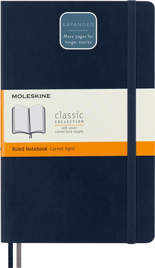 Moleskine Bleu Saphir Carnet Ligné Augmenté Classique Grand Format Couverture Souple