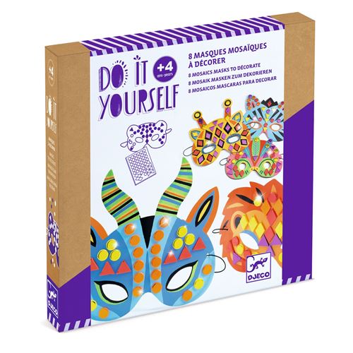 Kit créatif Djeco Masques mosaïques Animaux de jungle