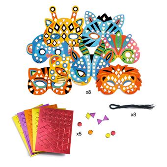 Kit créatif Djeco Masques mosaïques Animaux de jungle