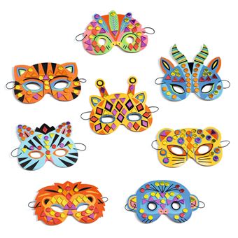 Kit créatif Djeco Masques mosaïques Animaux de jungle