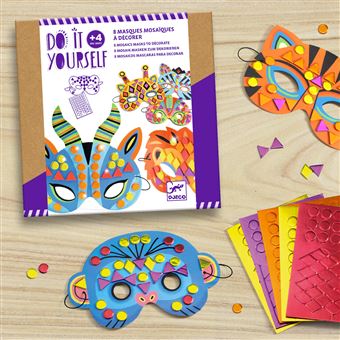 Kit créatif Djeco Masques mosaïques Animaux de jungle