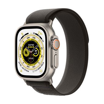 Apple Watch Ultra + Cellular, boîtier Titane 49mm avec Boucle Trail Noir / Gris Taille M/L