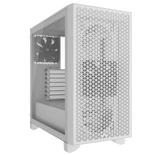 Boîtier PC Corsair 3000D AIRFLOW moyen tour blanc avec panneau latéral verre trempé