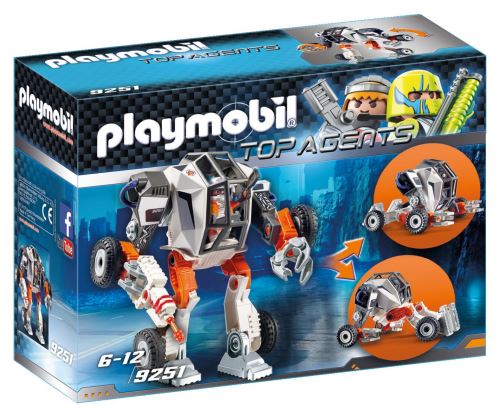 Playmobil Top Agents 9251 Chef de la Spy Team avec Robot Mech