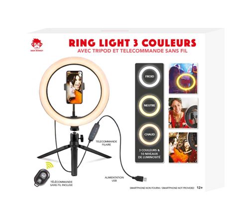 Appareil photo Geek Monkeys Ring Light 3 couleurs avec Tripod