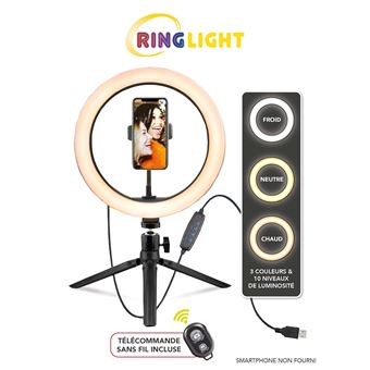 Appareil photo Geek Monkeys Ring Light 3 couleurs avec Tripod et télécommande