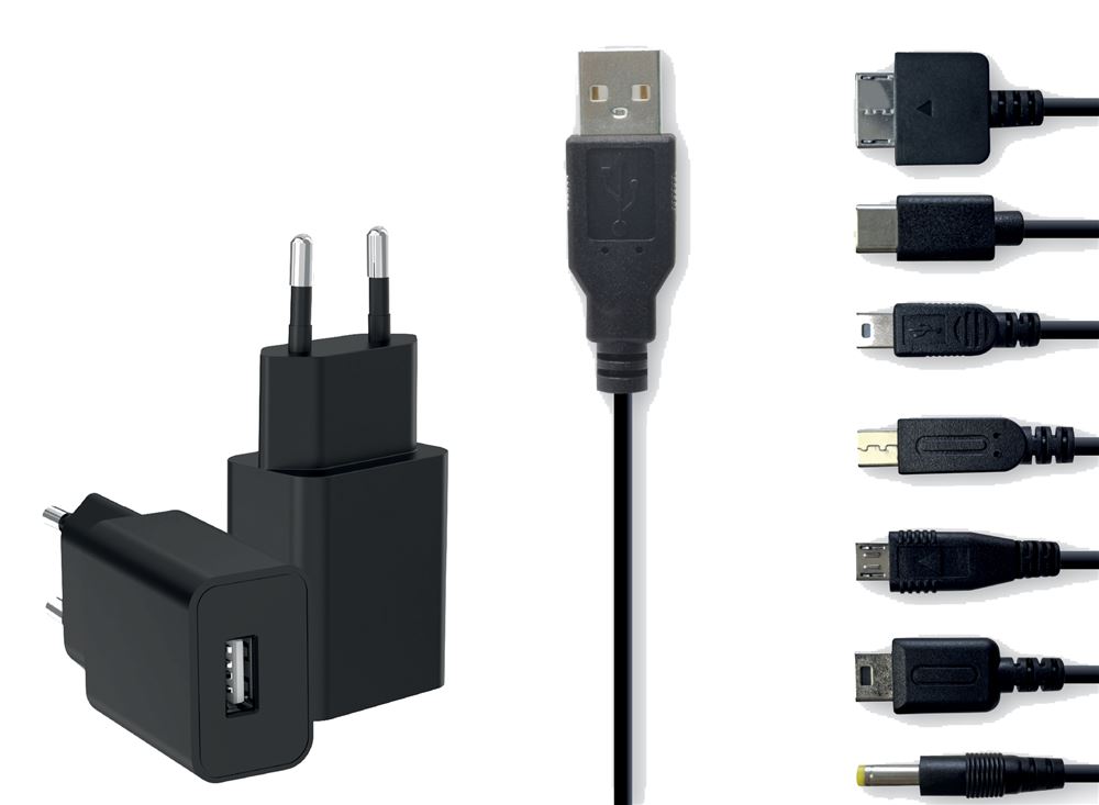 Câbles et chargeur 7 en 1 Alpha Omega Players Multi Consoles Noir