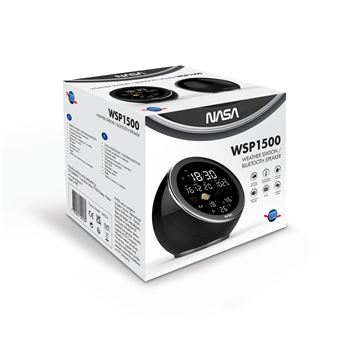 Station météo et enceinte Bluetooth Nasa WSP1500 avec radio-réveil Noir