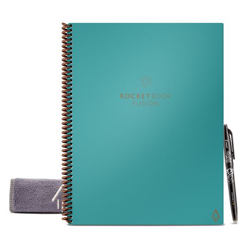 Carnet Connecté Réutilisable à l'infini Rocketbook Fusion Lettre 21.6 cm x 28 cm A4 Bleu