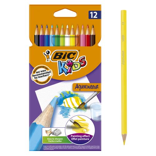 Etui de 12 crayons Bic Kids Aquacouleur - Crayon de couleur - Achat & prix