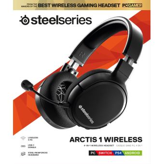 Micro-Casque sans fil Gaming SteelSeries Artics1 Wireless pour PS4 Noir