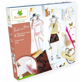 SYCOMORE- Fashion Box-5 Planches de créateursà réaliser sur Le thème Urbain-Mood Board Inclus-Dès 7 ans-CRE9002-Sycomore, CRE9002, Plusieurs Couleurs