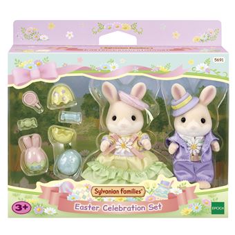 Figurine Sylvanian Families La chasse aux œufs des frères et sœurs Lapin Marguerite