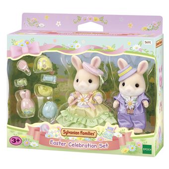 Figurine Sylvanian Families La chasse aux œufs des frères et sœurs Lapin Marguerite