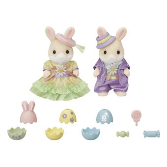 Figurine Sylvanian Families La chasse aux œufs des frères et sœurs Lapin Marguerite