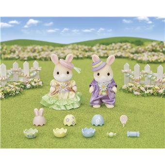 Figurine Sylvanian Families La chasse aux œufs des frères et sœurs Lapin Marguerite