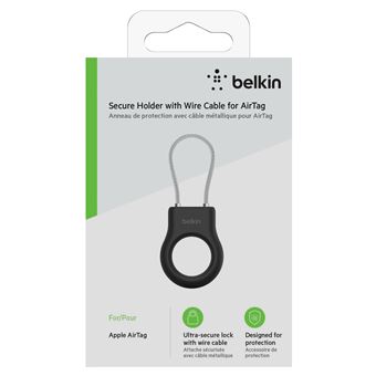 Anneau de protection avec cable metallique Belkin pour AirTag Noir