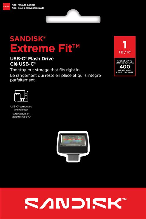 Clé USB SanDisk® Extreme Fit™ Type C 1 To Noir