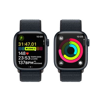 Apple Watch Series 9 GPS 41 mm Boîtier en aluminium minuit avec boucle Sport minuit