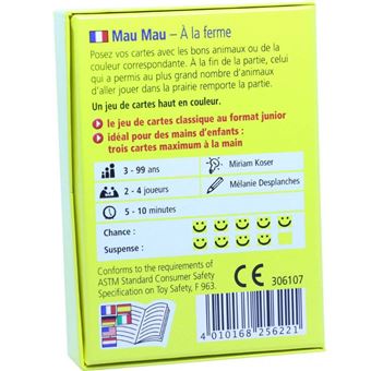 Jeu de cartes Haba Mau Mau Junior A la ferme