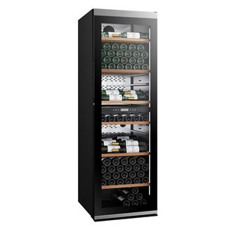 Cave a vin de vieillissement double zone 237 bouteilles, connectee avec controle a distance, toute l''expertise du vieillissement de la marque CLIMADIFF au profit de vos plus belles bouteilles. Classe F et niveau de bruit 37dB - 1