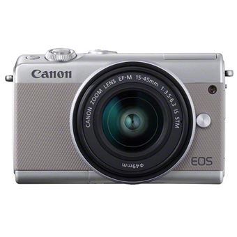 Hybride Canon EOS M100 Blanc + Objectif EF-M 15-45 mm f/3.5-6.3 IS STM + Etui + Carte mémoire SD 16 Go - 1