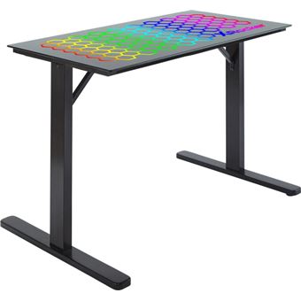 Bureau gamer X-ROCKER Spectrum RGB avec plateau en verre et LED