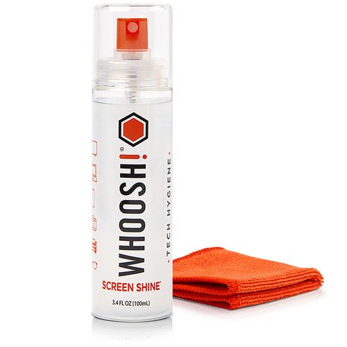 Kit Spray nettoyant pour écran Whoosh 1FG100ENFR Go XL 100 ml avec chiffon microfibre 15 x 15 cm Blanc et Orange
