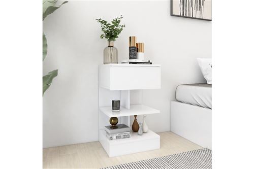 vidaXL Table de chevet Blanc 40x35x65 cm Bois d’ingénierie