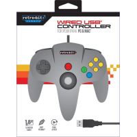 Manette PC et Mac Retro-bit Filaire Nintendo 64 USB Grise