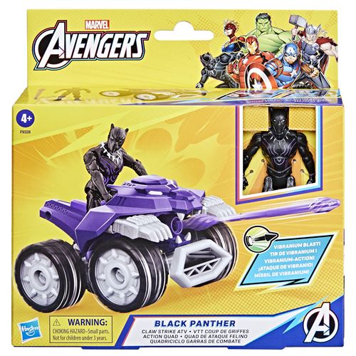 Figurine avec véhicule Avengers Marvel Black Panther VTT Coup de griffes 10 cm
