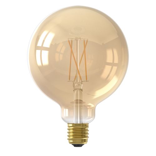 Ampoule LED connectée Calex Filament Globe ambré G125 E27 Or