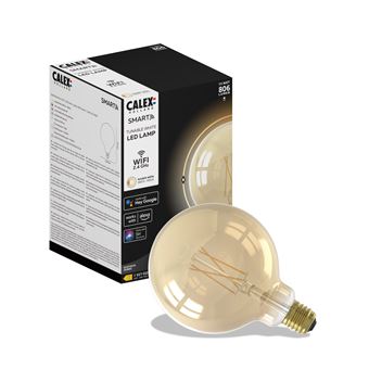 Ampoule LED connectée Calex Filament Globe ambré G125 E27 Or