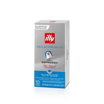 Boite de 10 Capsules café Illy Torrefaction Classique Décaféiné 8994 Argent et Bleu