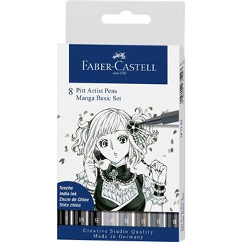 Set de 8 Feutres Faber-Castell Pitt Artist Pens Manga Noir et Gris - 1