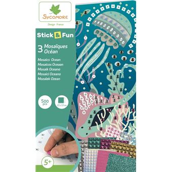 Kit créatif Au Sycomore Stick et Fun 3 Mosaïques Océan