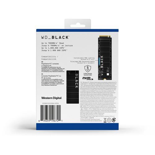 Disque SSD interne WD_BLACK SN850 NVMe 2 To sous licence officielle pour  consoles PS5 Noir - SSD internes - Achat & prix