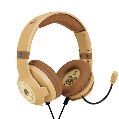 Casque Gaming filaire Hori Animal Crossing Beige et Marron pour Nintendo Switch 2