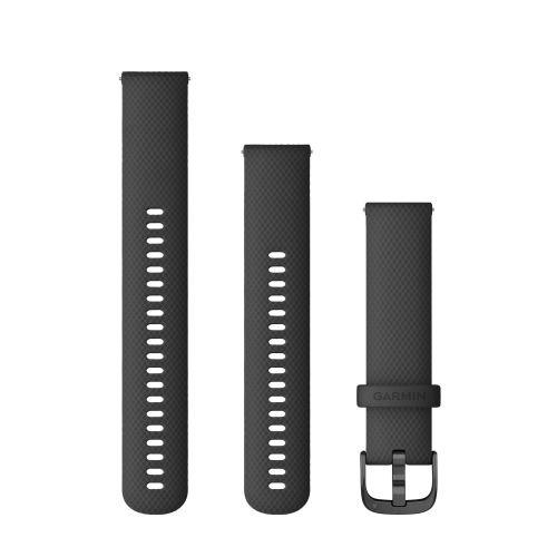 Bracelet Garmin Quick Release 20 Mm Silicone Noir Boucle Gris Foncé