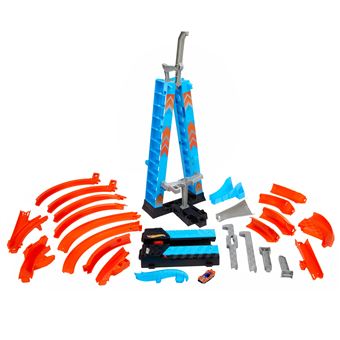 Coffret Construction Circuit Hot Wheels Bidon D'Essence - 1 Voiture Cascades Incluse - Jouet Enfant 6 Ans Et Plus - HDX78