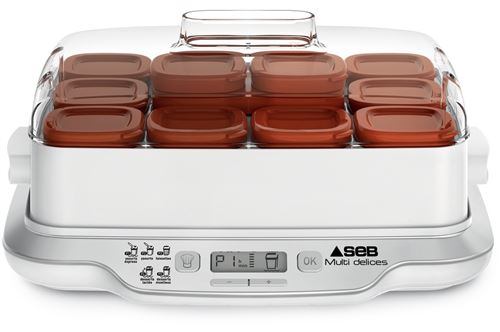 Yaourtière Seb Multidélices Express 12 Pots YG661A00 Blanc et Marron