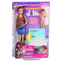 Barbie Famille coffret le Bain des Chiots, poupée blonde et 3 figurines de  chiots, avec baignoire et accessoires, jouet pour enfant, GDJ37